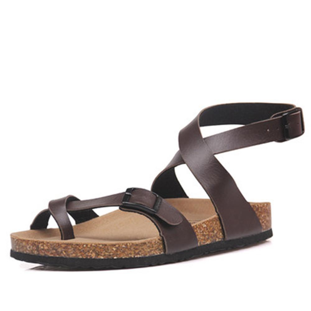 

Мужские модные пробковые сандалии-гладиаторы, мужская новинка 2024 года, повседневная летняя обувь унисекс для отдыха на открытом воздухе, пляжные нескользящие сандалии с пряжкой и ремешком, размер 35-44