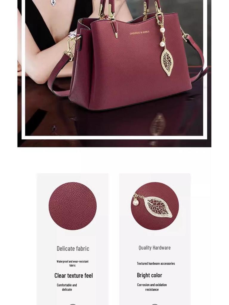 Women's Elegant Red Wedding Handbag - Premium Leather Mother-in-Law Bag