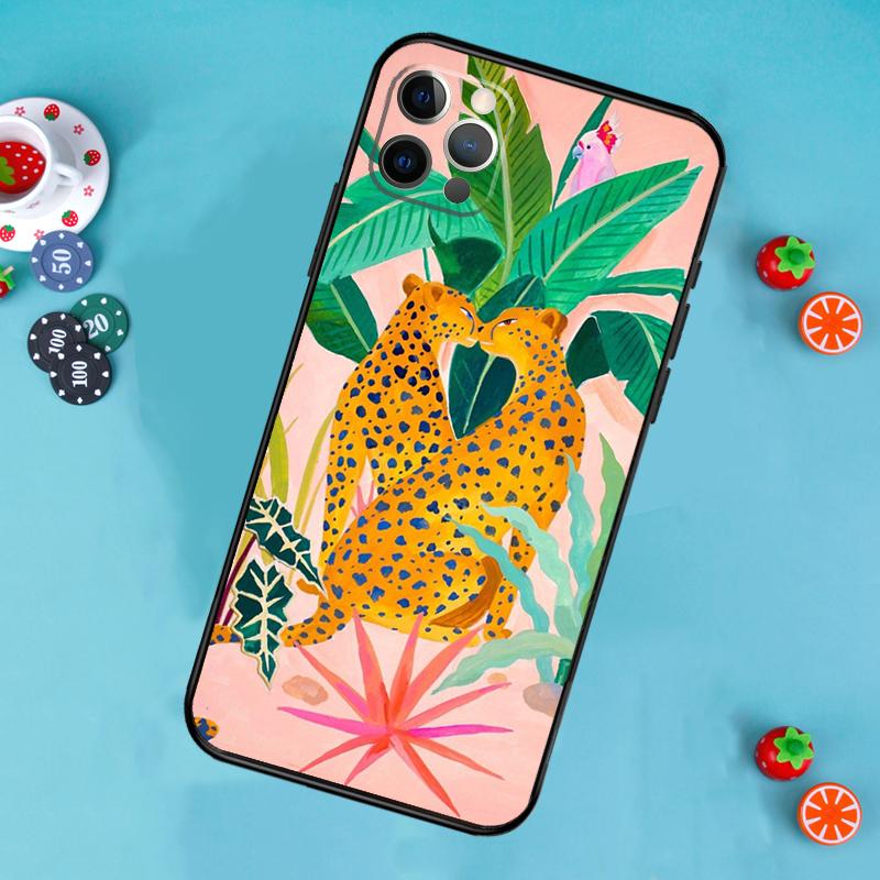 Cute Cartoon Sloth Leopard Phone Case For iPhone 17 Air 15 14 13 12 11 16 Pro Max 13 12 Mini 15 16 Plus 16e Cover Funda
