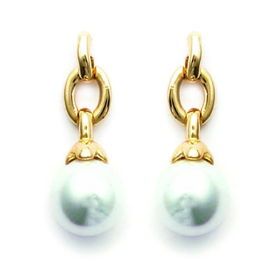 [F1315] - Vergoldete 'Catherine' Ohrringe Weißgold - 25x9 mm