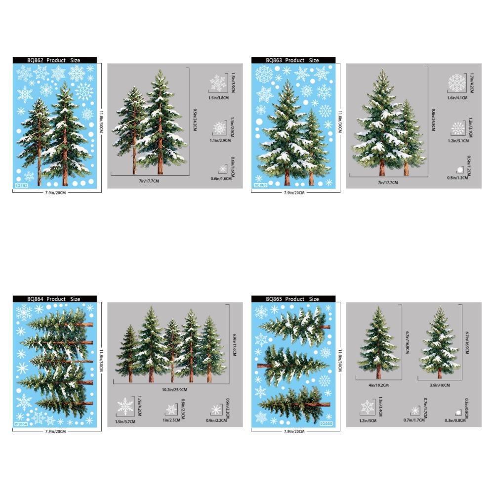 1 Sheets Waterproof Christmas Tree Static Cling Decal Removable Static Exquisite Snowflakes Glass Window Sticker DIY Small
