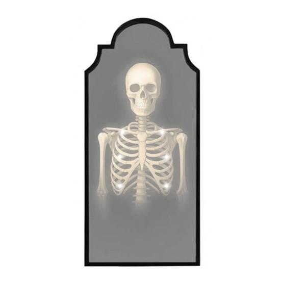 Halloween Ghost Mirror Spooky Hologram Ghost Skeleton Mirror with LED Light for Halloween Home Bedroom Decor