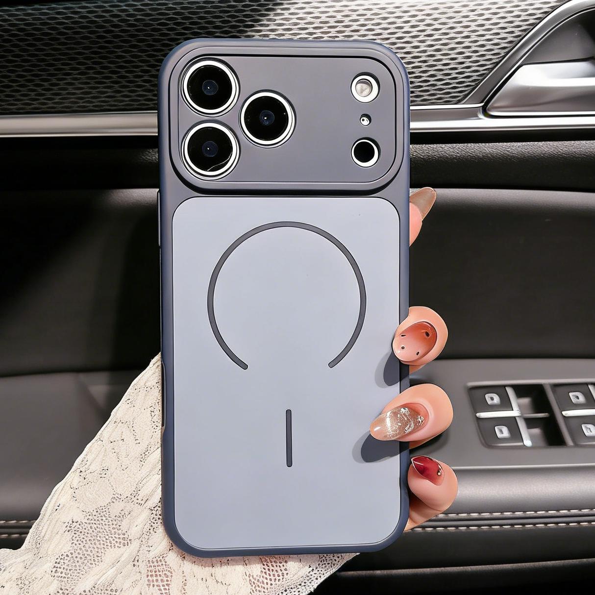 

Matte Shockproof Bumper Case for iPhone 17 Air 16 15 14 Plus Pro Max 11 Magnetic Wireless Charge Hybrid Armor Hard Cover For iPhone 17 серый