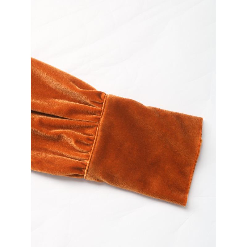 Temperamentní vintage sametová košile Elegantní dámská halenka s houpacím límečkem