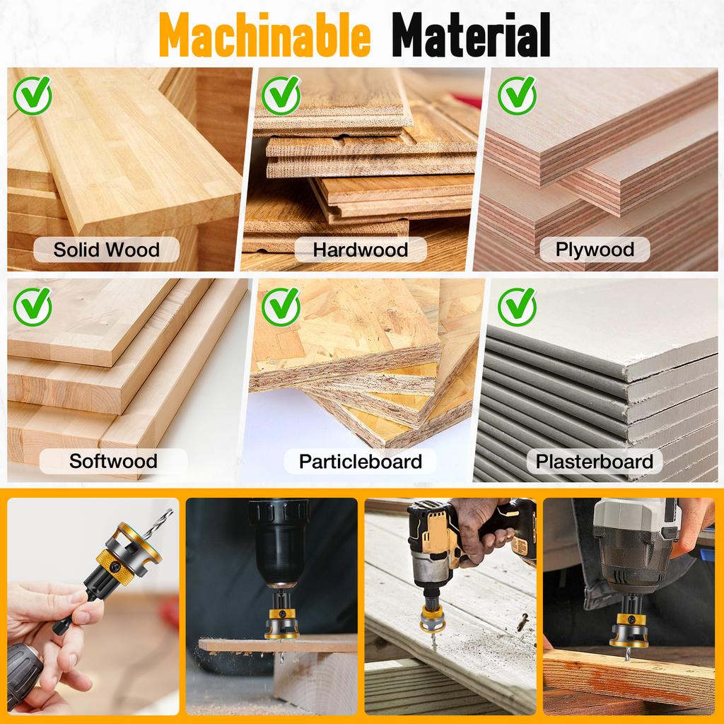 Woodworking Limit Four Edge Countersink Drill high-speed steel Drill Adjustable Depth Step Drill Screw Countersink Drill Bit