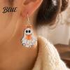 Lightweight Acrylic Earrings Cute Reading Ghost Earrings Sweet Bowknot Drop Unique Halloween Gifts Jewelry for Women Girls Fashionable