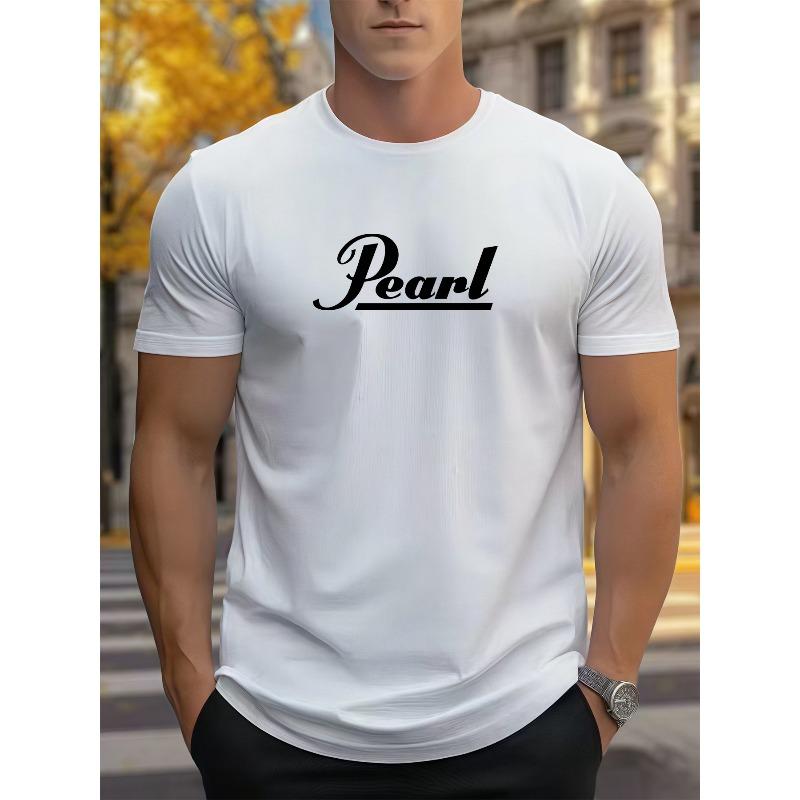 

European size Print Men S Summer Casual T-Shirt Featuring a Letter Design, Round Neck, Short Sleeves, Regular Fit, Casual for Everyday Wear S белый