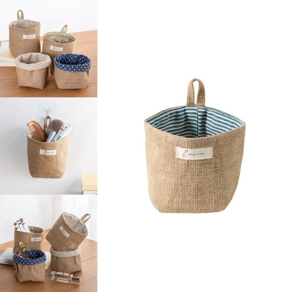 Stylish Cotton Linen Wall Hanging Mini Storage Basket For Kids Toy Sundries Organizer