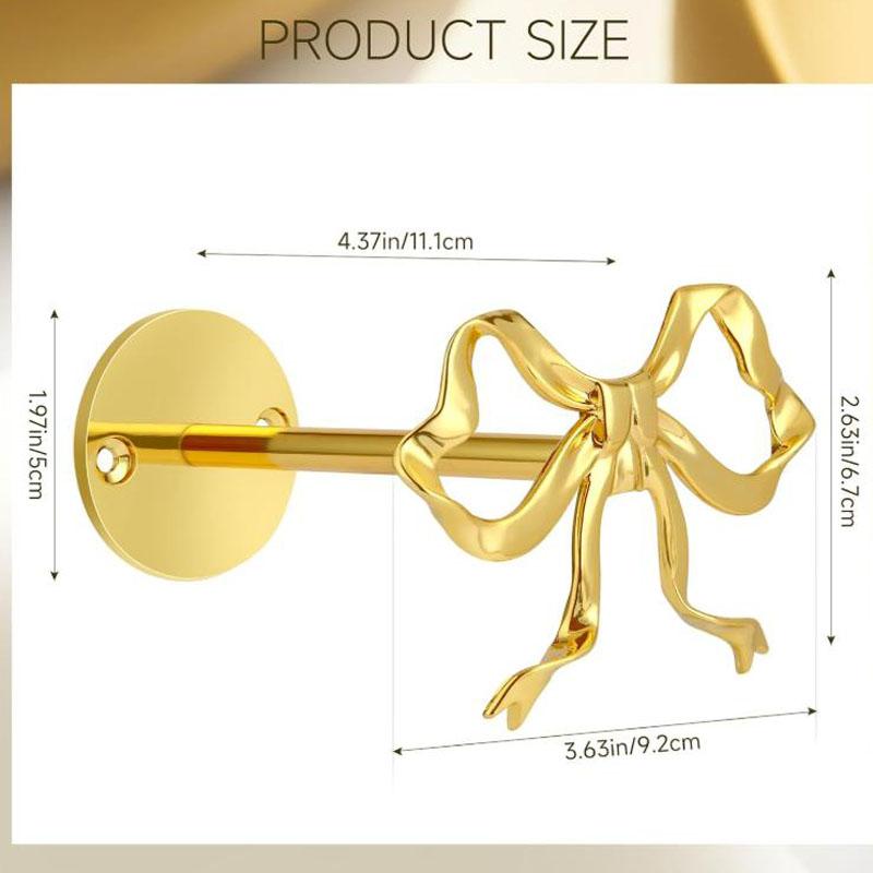 2 Pcs Golden Bow Curtain Tiebacks, Bow Curtain Holdbacks Wall Mounted, Suitable for Curtains and Bow Room Decoration