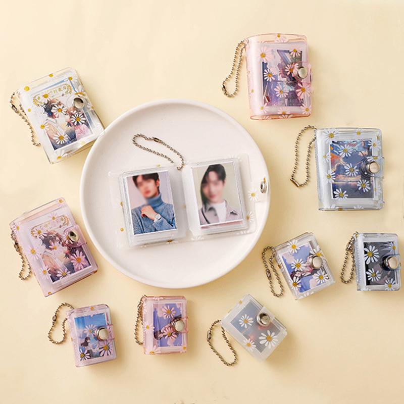 1/2 inch 20 Pockets Small Photo Album Keychain Mini Photos Collect Book Hanging Chain Card Holder Instax Card Photocard Holder