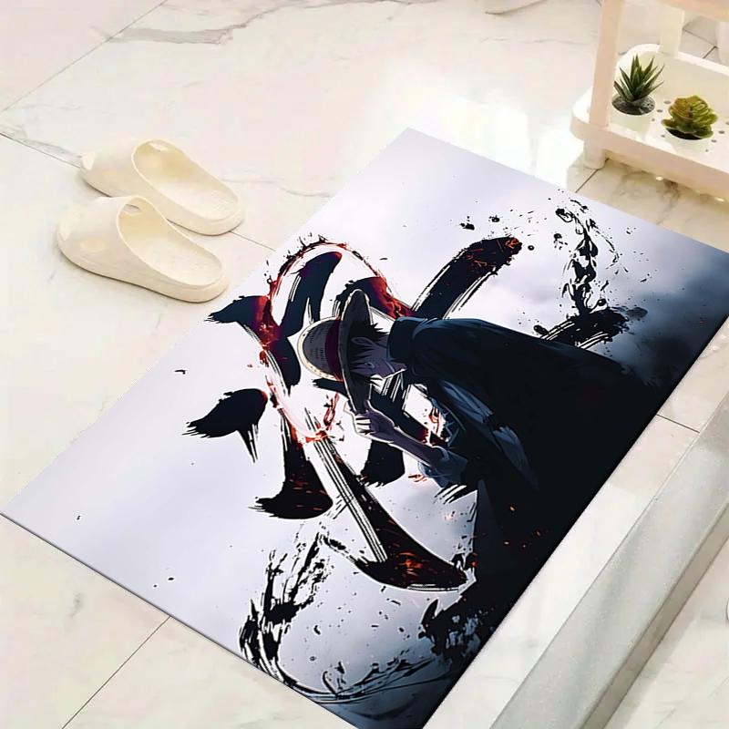 1Pc Dark Ink Swordsman Graphic Printed Flannel Rug Soft Non Slip Carpet for Bedroom Living Room Office Floor Outdoor Home Decor Xmas Gift Q1336