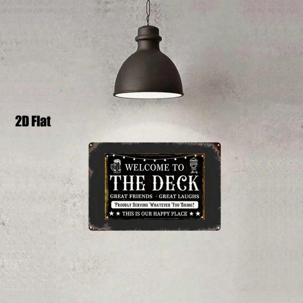 Vintage Metal Welcome To The Deck Wall Sign Outdoor Patio Decor