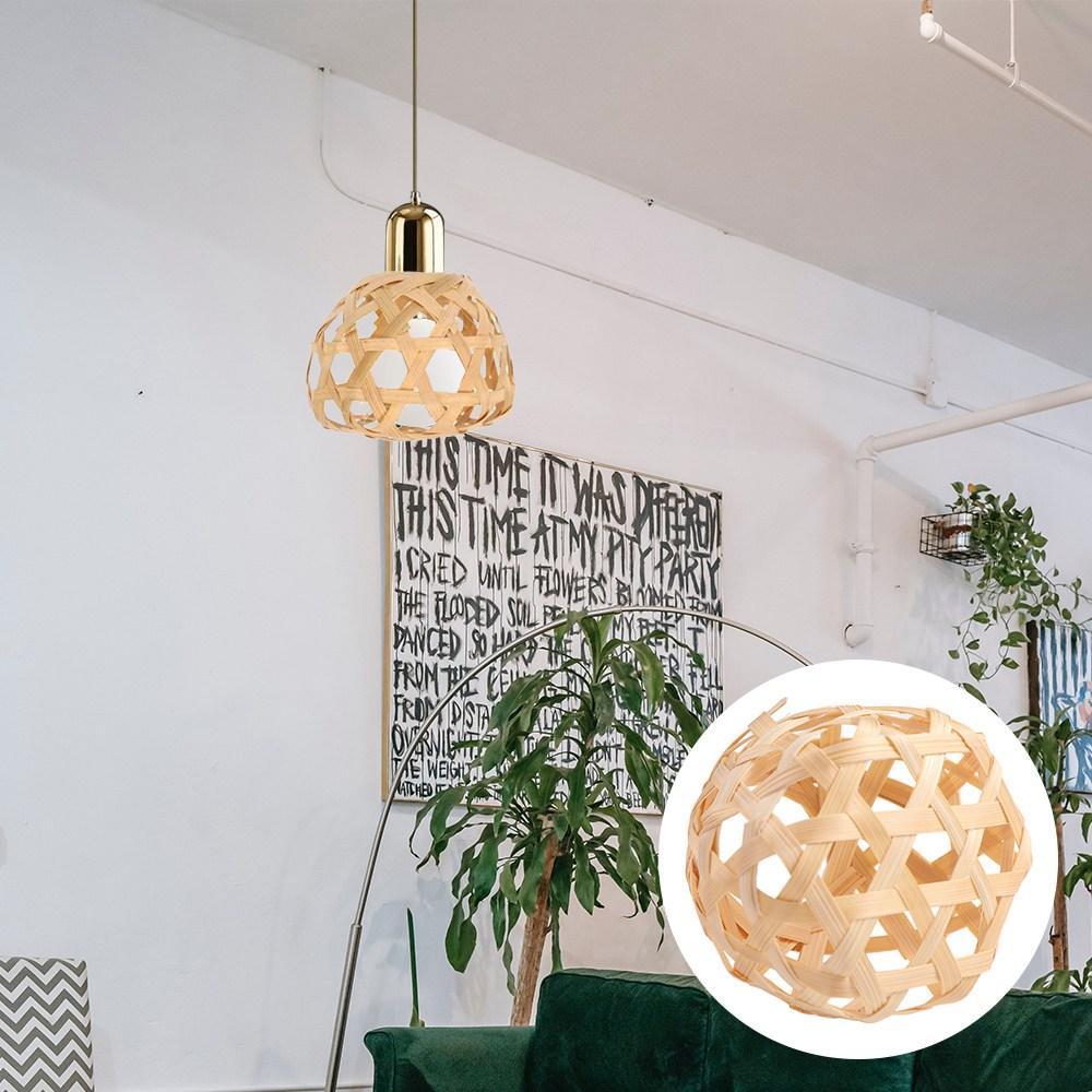 Bamboo Cage Woven Bamboo Lamp Shade Small Chandelier Cover Rustic Bulb Lampshades  Pendant Light