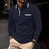 Men Solid Color Lapel Shirt Patchwork Pocket Casual Long Sleeve for Spring Autumn