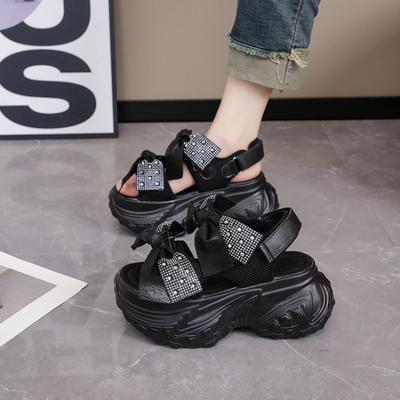 Fashion 2025 New Summer High Platform Women Sandals Buckle Wedges Bling Shoes Fashion Outside Chunky Sandals Beach Casual Slides Woman