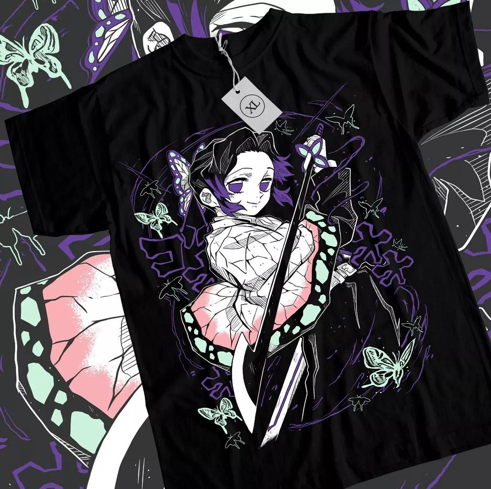 Shinobu Kocho TShirt Demon Slayer Kimetsu No Yaiba Design Anime TShirt Black S