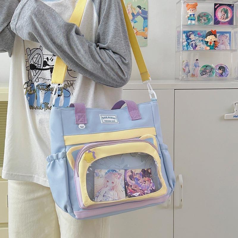 Canvas bag Women's large-capacity shoulder messenger bag Student class tutoring bag Carry book bag Handbag