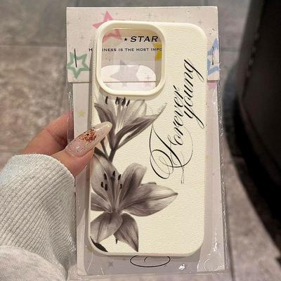 Puzdro na telefón s motívom ľalie v štýle atramorovej maľby pre iPhone 17 16 15 14 11 13 12 11 Pro 16E 17Air X XR XS Max Mäkký kryt