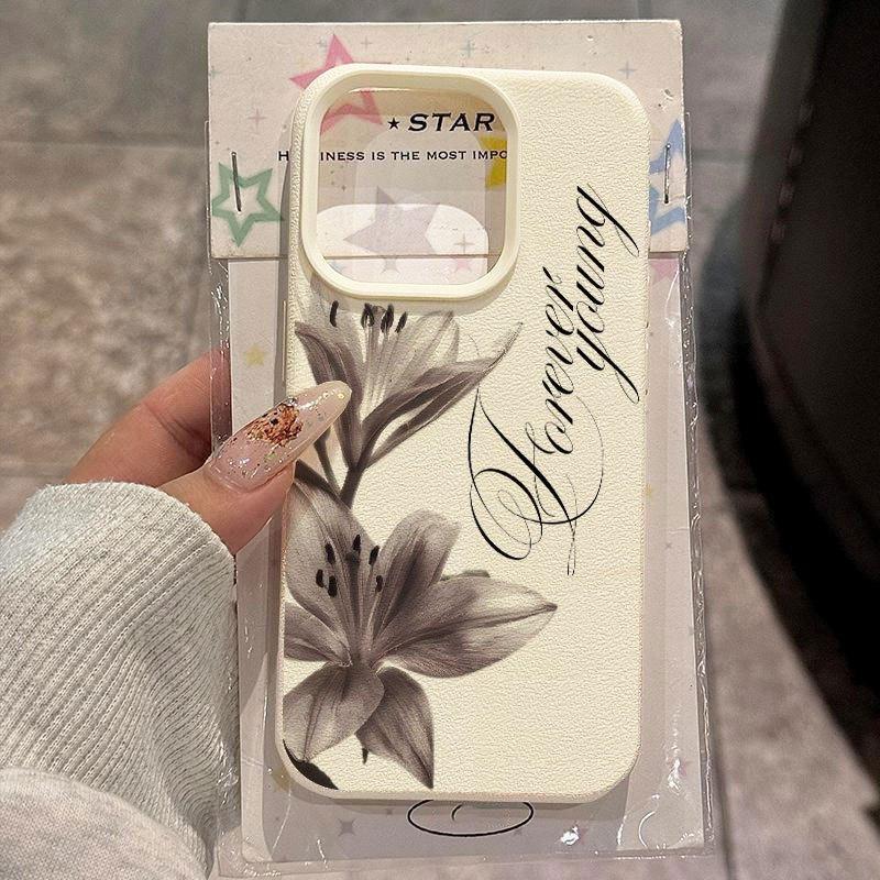 Custodia per Telefono con Disegno di Gigli in Stile Inchiostro per Xiaomi Redmi Note 14 13 12 11 Pro Plus 4G 5G 10 9 8 15C 14C 13 12C 10C Cover