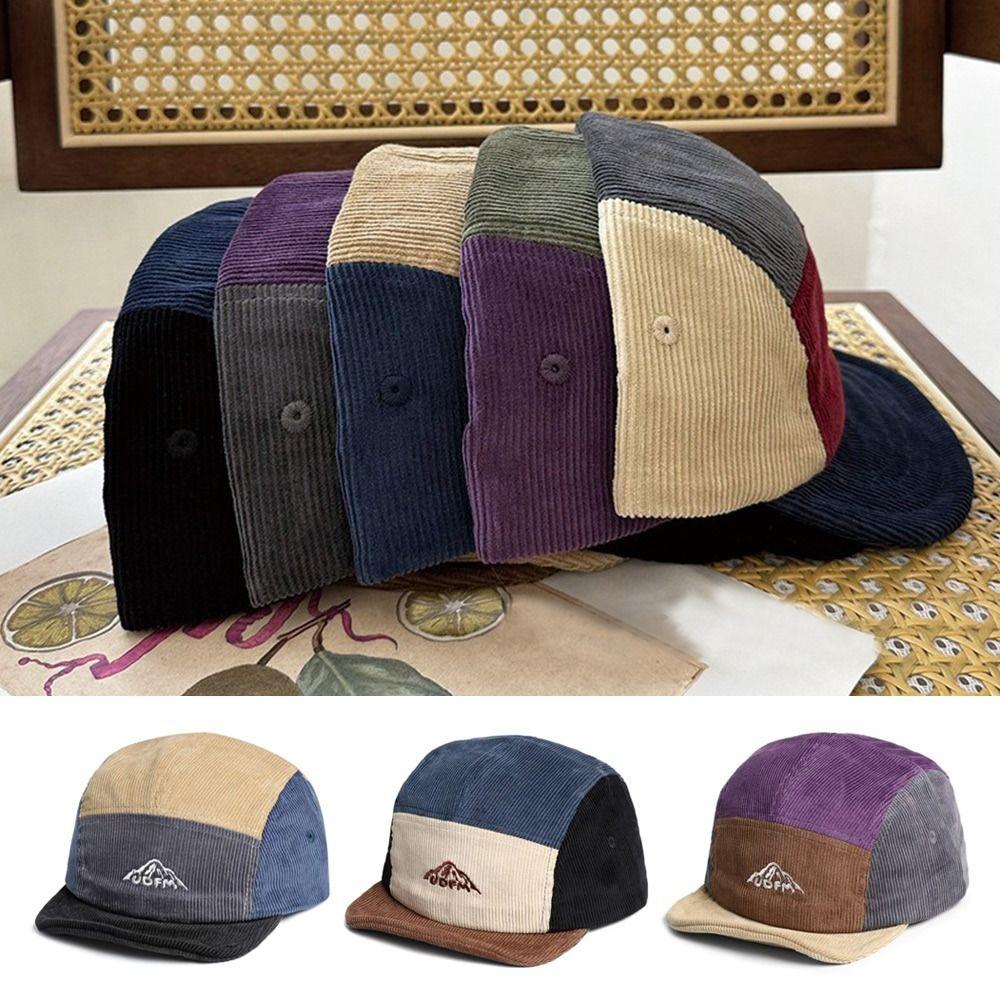 Vintage Short Brim Baseball Cap Casual Trucker Cap Winter Snapback Hat  for Men Women