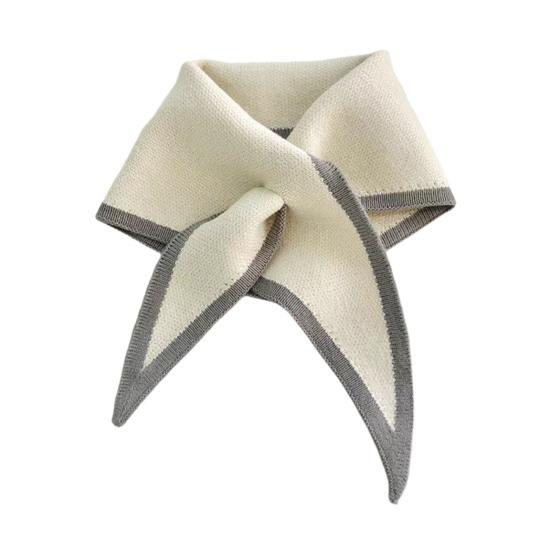 Women Scarf Patchwork Color Piercing Wrapped Short Scarf Fake Collar Winter Outdoor Cycling Wrap Around Scarf