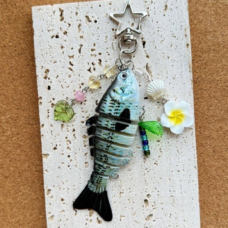 Fun Fish Inspired Keychain Trendy Resin Jewelry Accent Sturdy Finish Great For Personalizing Belongings Thoughtful Gift