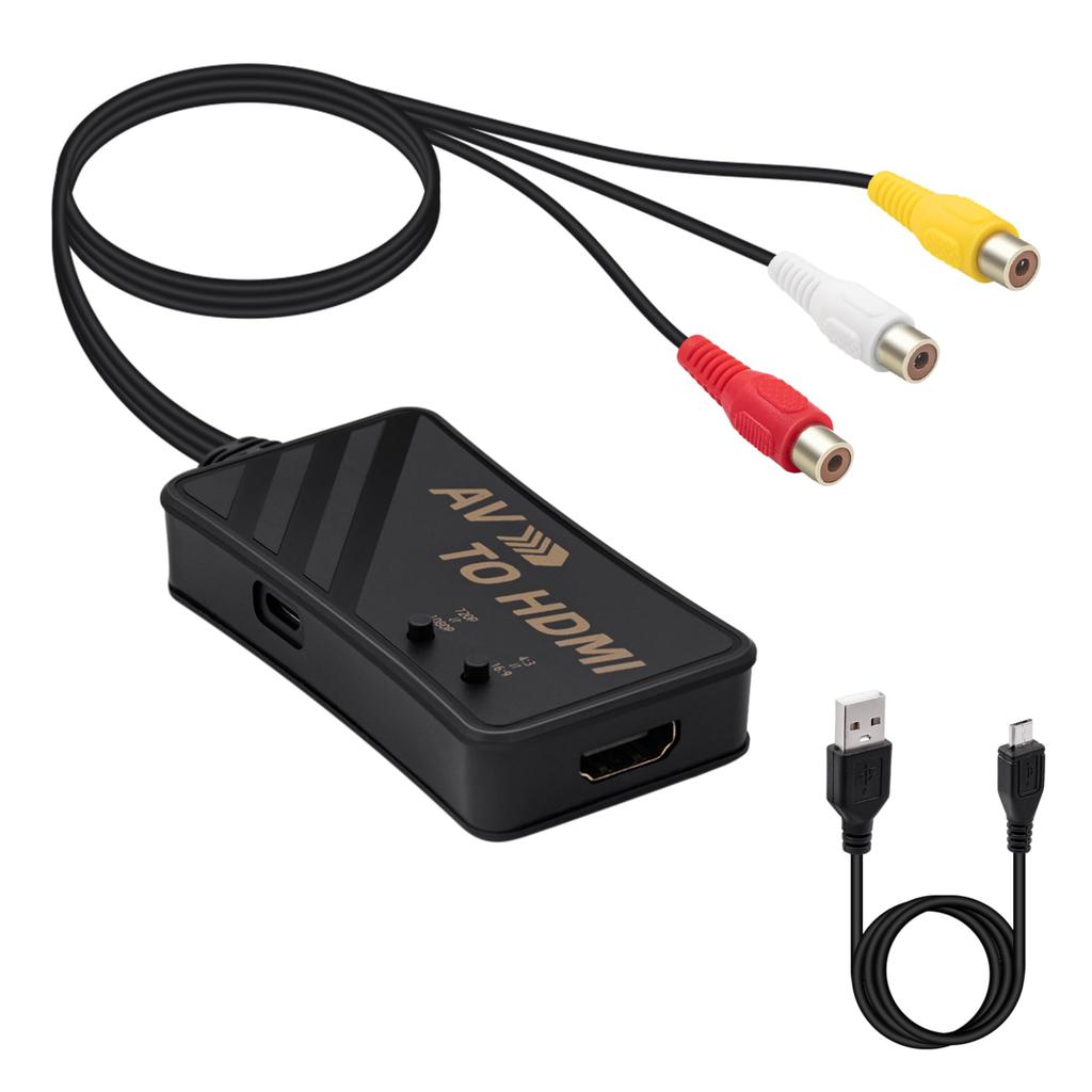 Mcbazel RAC To HDMI Converter AV Aspect Ratio To Switching Compatible with Game Consoles Recorders Black Adapter, Composite, Switch, 43 169