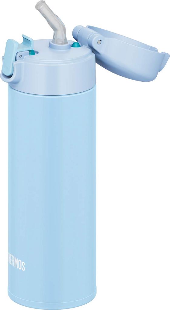 Thermos Wasserflasche, vakuumisolierte Strohhalmflasche, 350 ml, hellblau, nur zur Kaltlagerung, LB FJM-350