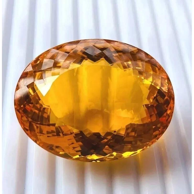 Yellow Citrine Brazilian Natural 200 Ct Oval Cut Stunning Certified Gemstone