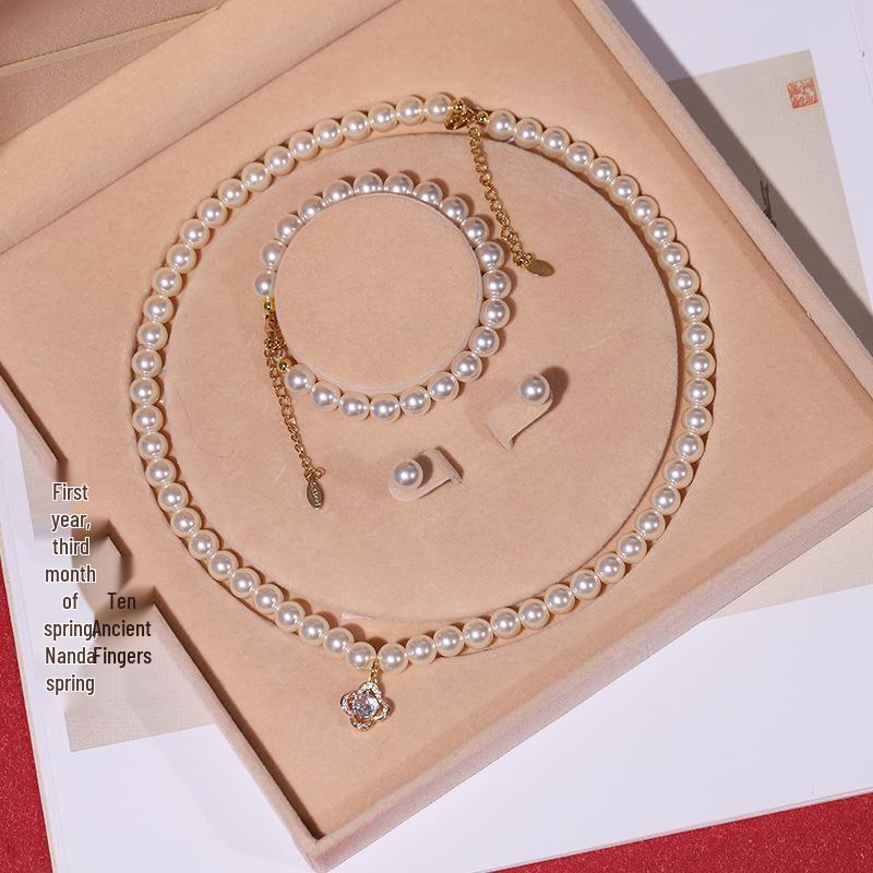 Elegante Collana di Perle di Conchiglia Profonda - Perfetto Regalo per la Festa della Mamma