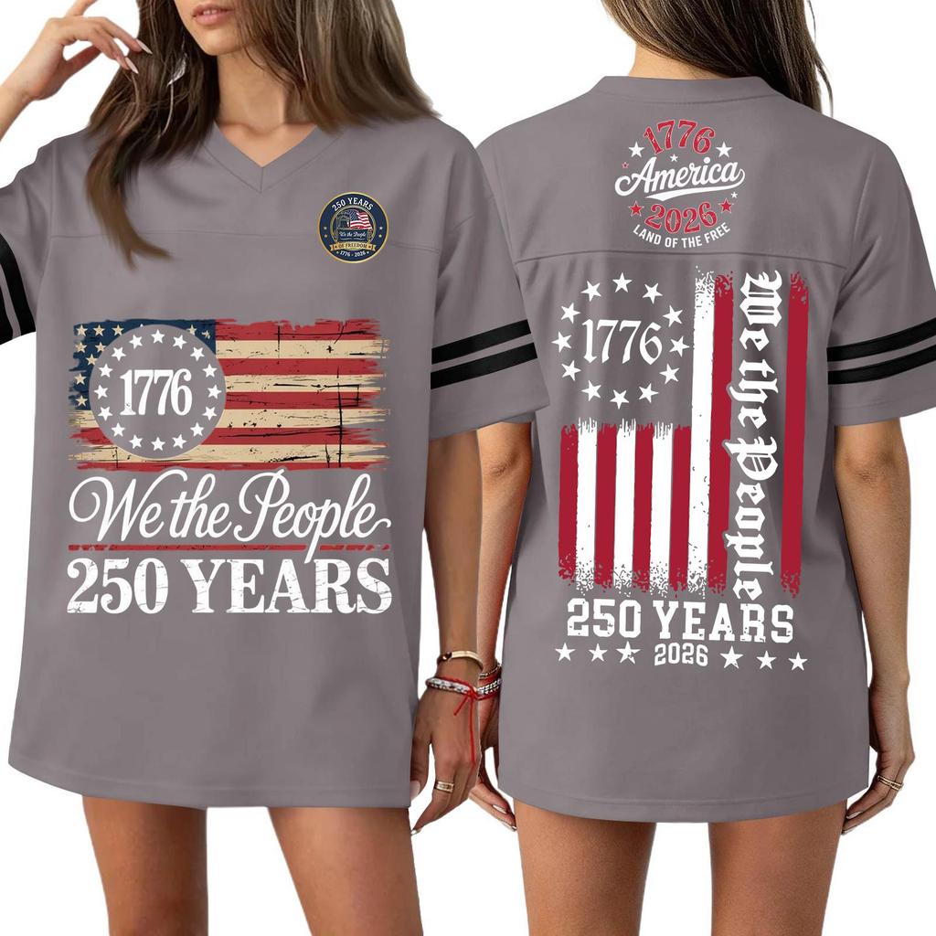 Women's Casual Fashion V-Neck Sports Independence Day Print Short Sleeve Sports T-Shirt Top