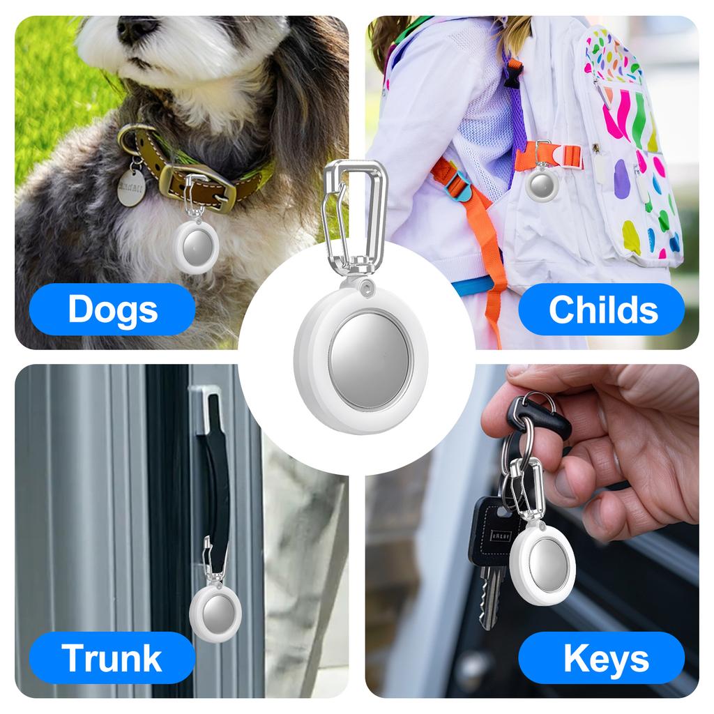 For AirTag Protective Case Full Enclosure Waterproof PC Cover with Hook