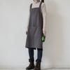Cotton Japanese Minimalist Kitchen Apron Solid Color Unisex Work Clothes Pocket Apron  Coffee Shop