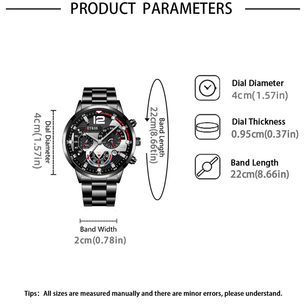 Watch Three-Piece Men'S Accessories Watch Ring Necklace Bracelet Men'S Quartz Watch
