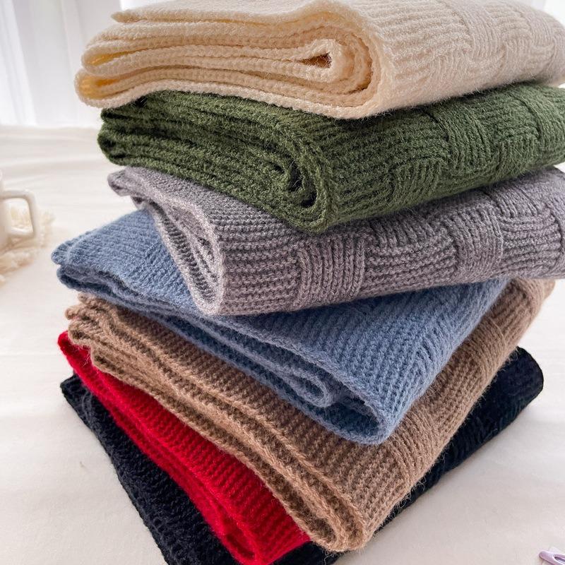 New knitted wool scarf women's autumn and winter thickened warm student couple scarf men's versatile trend