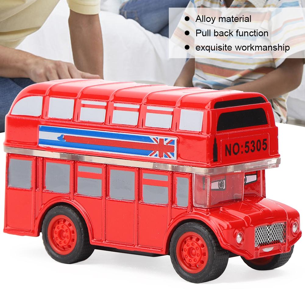 Cartoon Bus Alloy Car Toy Highly Simulation Children Kid Pull Back Vehicle Toy Model(Red )