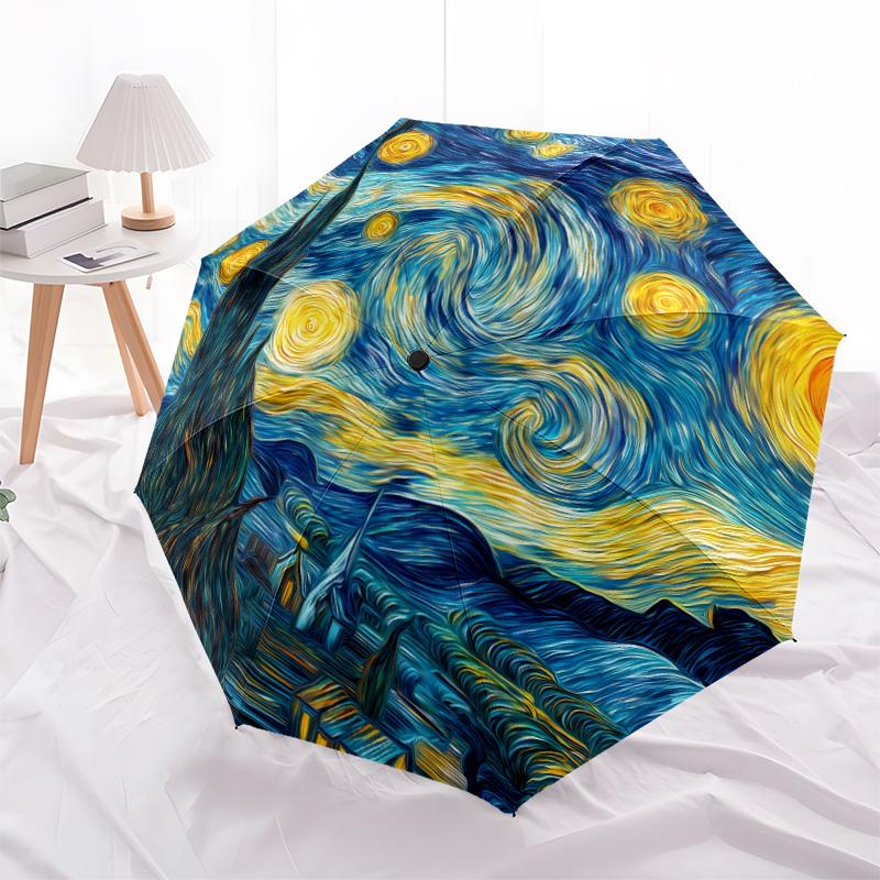 

Starry Sky Puzzle pattern, automatic folding umbrella, portable and foldable design, 8 ribs, a Christmas or birthday gift.