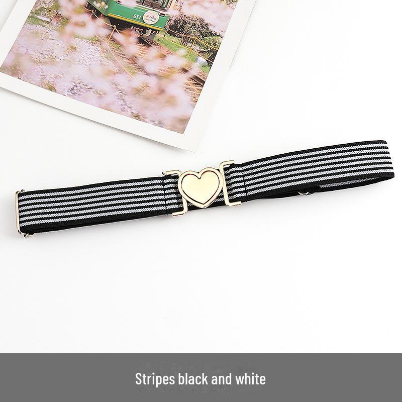 Unisex Adjustable Elastic Braided Canvas Belt with Alloy Buckle