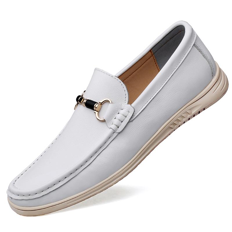 Luxury Brand White Loafers Men's Leather Shoes Designer Shoes Soft Sole Comfortable Casual Dress Shoes High Quality Moccasins