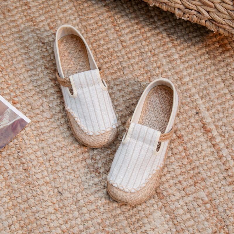 Hand-woven Women's Casual Shoes Simple Fashion Casual Slides Canvas Upper Linen Insole Tendon Sole Casual Shoes Zapatos De Mujer