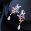 WWJ Colorful Cubic Zirconia Long Butterfly Drop Earrings