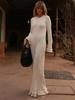 Elegant Flared Long Sleeve O-Neck Dress Women Casual Lace Fishtail Slim Party Dresses Female Fshion Chic Solid Summer Streetwear Dress