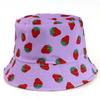 Sided Summer Double Strawberry Printed Fisherman Hat Outdoor Beach Cap Sunshade