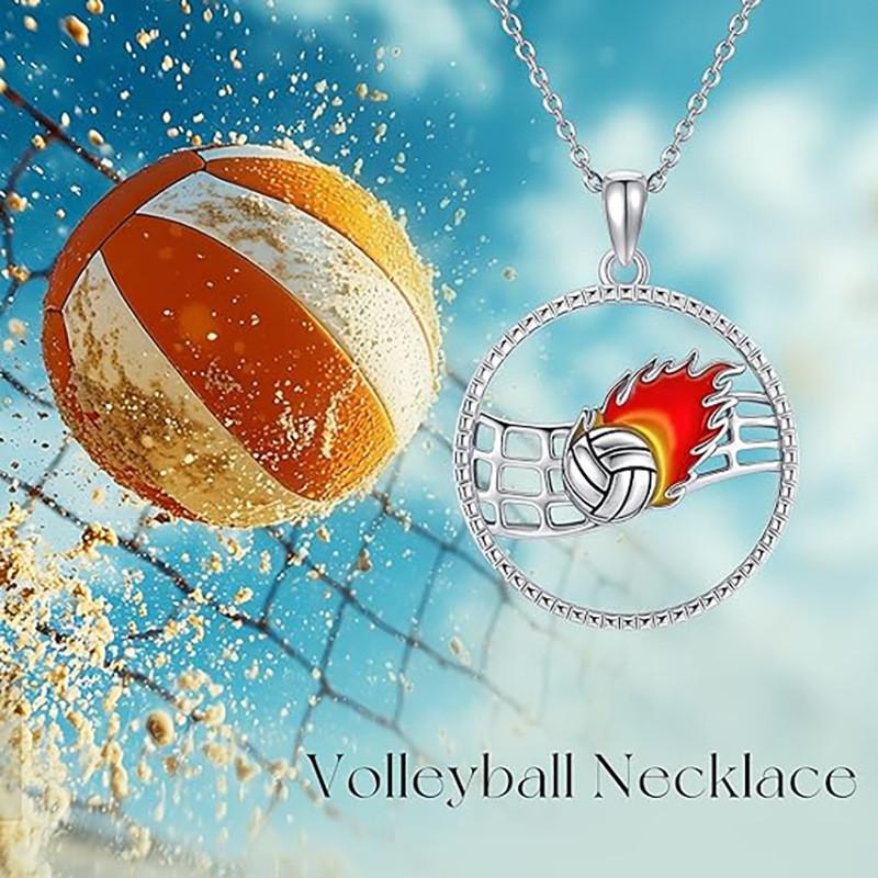 Hollow Pendant Volleyball Necklace Oil Finish Alloy Chain Enthusiasts Fashion