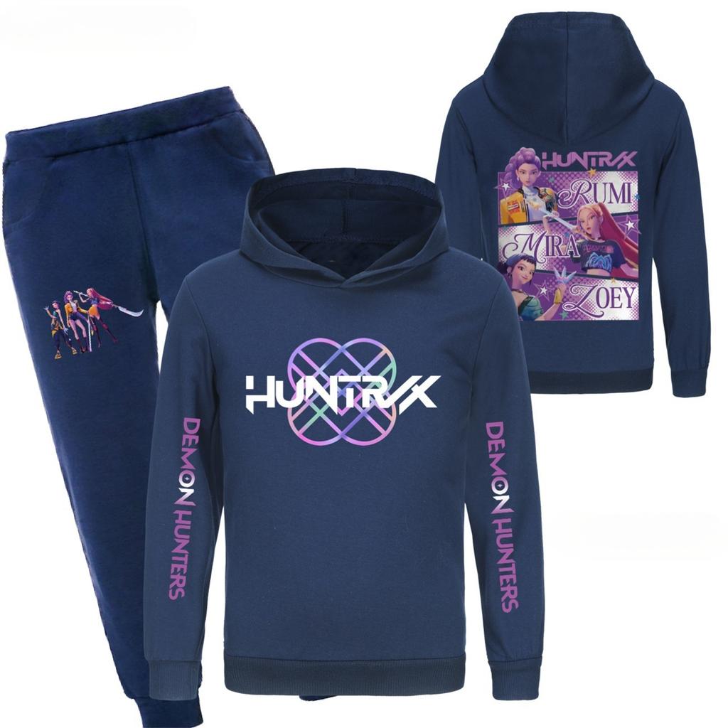Children's Hooded Top And Pants Two-piece Tracksuit Set Long-sleeved Printed Sweatshirt Set