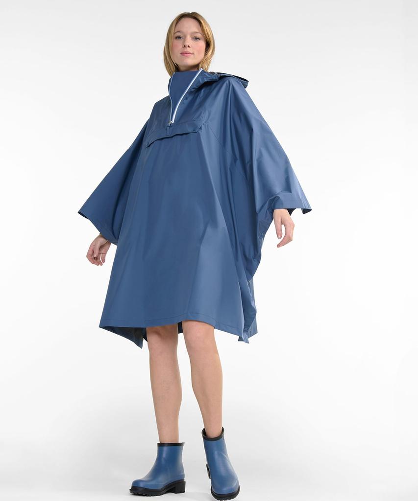 Aigle Official MTD Rain Pack Poncho Size XS Waterproof, Breathable, Water-Repellent T-Shirt, Blue,