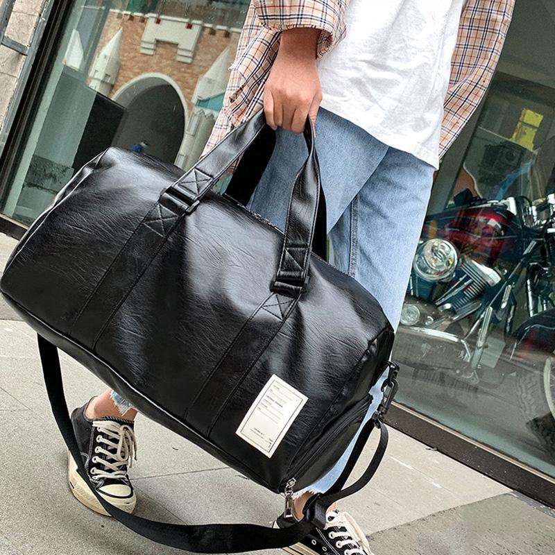 Gym Bag Leather Sports Bags Dry Wet Bags For Men Women Training for Shoes Fitness Yoga Travel Storage Luggage Shoulder Sports Bag