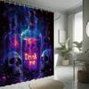 Fantasy Skull Shower Curtain Set - Gothic Potion And Skull Design, Polyester, Non-Slip Bath Mat, Toilet Seat Cover, U-Shaped Rug