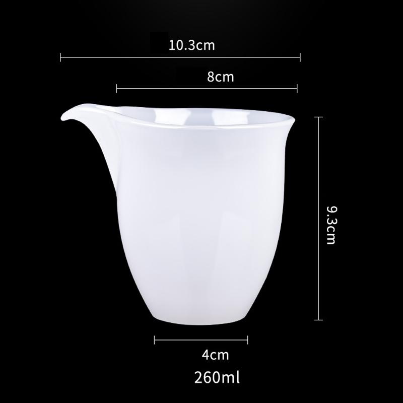

260ML White Jade Porcelain Fair Cup - Harmony Tea Dispenser Tea Sea Large Glass Glaze Chahai Kungfu Tea Set Accessories 200-400ml