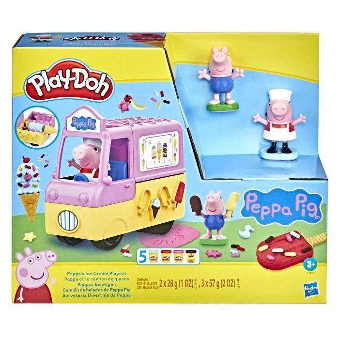 Play-Doh Peppa y el camión de helados, figuras de Peppa y George, 5 botes de plastilina, a partir de 3 años